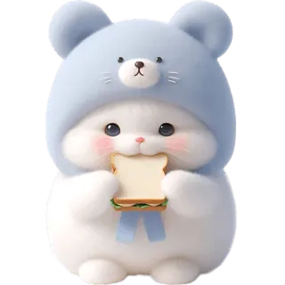 😋 可爱, 动物, 卡通, 熊, 三明治, 卡哇伊, Q版 telegram sticker
