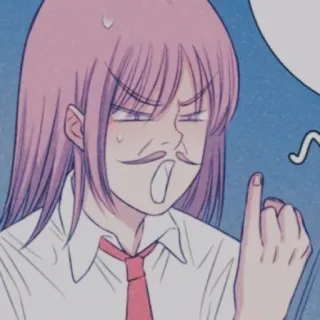 🍧 dito medio, gesto offensivo, maleducato, rabbia, stile anime, capelli rosa telegram sticker
