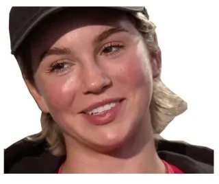 😏 retrato, mulher, rosto, pessoa, boné telegram sticker