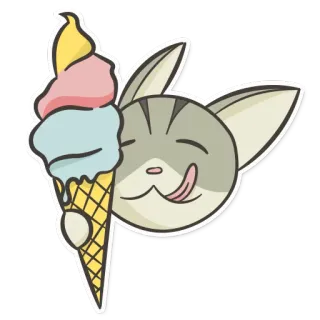 🍦 chat, glace, dessert, nourriture, mignon, animal whatsapp sticker