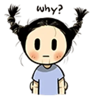 😮 Why? desenho animado, menina, pergunta, expressão telegram sticker