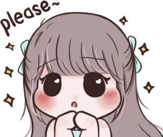 😟 please~ น่ารัก, อนิเมะ, ผู้หญิง, อ้อนวอน, ขอร้อง, ประกาย telegram sticker