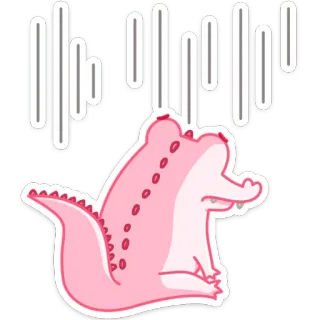 😰 крокодил, грустный, расстроенный, розовый, животное, мультфильм whatsapp sticker
