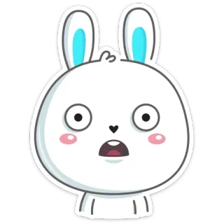 😳 conejo, sorprendido, dibujos animados, conejo blanco, animal, lindo, impactado telegram sticker