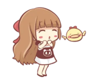😌 Anime, Niedlich, Kawaii, Chibi, Cartoon, Mädchen, Entchen telegram sticker