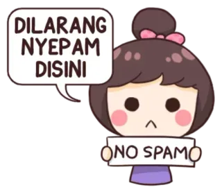 🤭 DILARANG NYEPAM DISINI NO SPAMO no spam, spam, prohibido, señal, dibujo animado, Indo telegram sticker