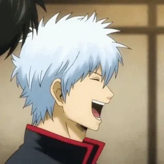 💣 Gintoki Sakata Gintama anime, Gintama, Gintoki Sakata, souriant, drôle, cheveux blancs telegram sticker
