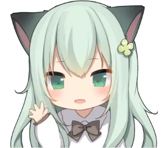 👋 Anime, Cartoon, Chibi, Kawaii, Süß, Katzenmädchen, Manga telegram sticker
