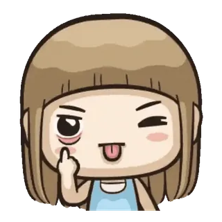 👧 kreskówka, postać, środkowy palec, obraźliwe, dziewczyna, bez ogródek, język telegram sticker