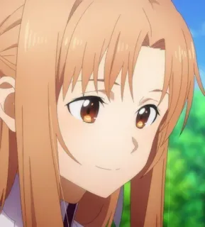 ❤️ Asuna Yuuki Sword Art Online Anime, Cartoon, lächelnd, Charakter, Animation, Porträt whatsapp sticker