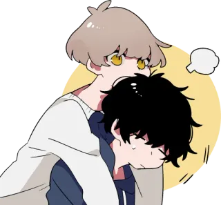 🤗 Anime, Dễ thương, Ôm, Hoạt hình, Tình bạn, Con trai, Kawaii telegram sticker