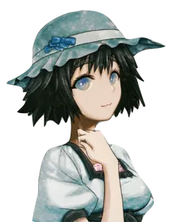 😃 Anime, Chica, Retrato, Sombrero, Azul, Ilustración telegram sticker