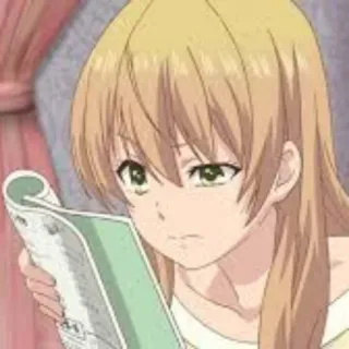 🤨 anime, girl, reading, newspaper whatsapp sticker