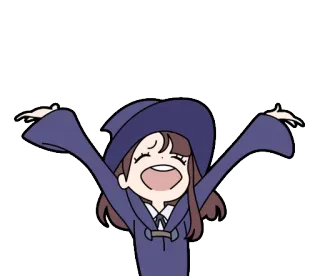 😄 Anime, Bruja, Feliz, Dibujos animados, Chica telegram sticker