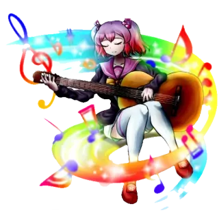 💜 musique, guitare, anime, personnage, fille, coloré telegram sticker