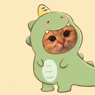 🌟 mèo, khủng long, động vật, dễ thương, trang phục, thú cưng telegram sticker