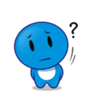 😯 вопрос, грустный, синий, мультфильм, эмодзи, смущенный, обеспокоенный telegram sticker