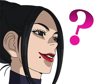 ❔ mujer, signo de interrogación, estilo anime, perfil, dibujo animado telegram sticker