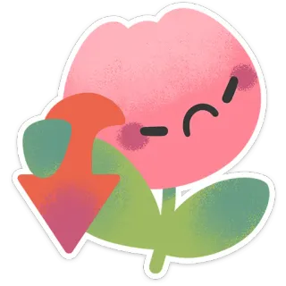 🌸 花, 下矢印, ピンク, 漫画, 悲しい, 植物 telegram sticker