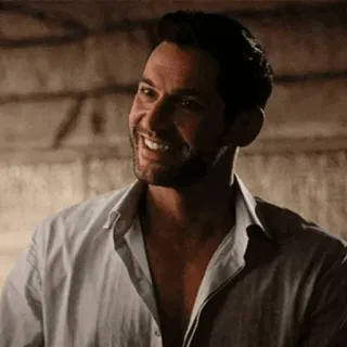 😊 Lucifer Morningstar Lucifer люцифер, сериал, нетфликс, улыбка, счастливый telegram sticker