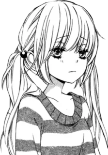 🔮 Gadis anime, Gaya manga, Kuncir dua, Sedih, Kaus garis-garis, Gambar telegram sticker