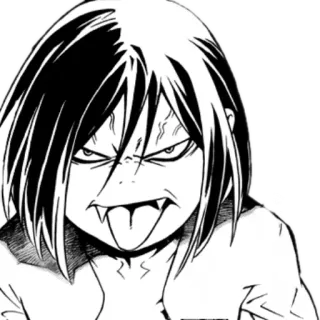 🤡 anime, manga, tongue, black and white, character, expression telegram sticker