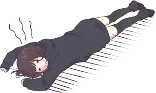 😞 anime, cartoon, meisje, liggend, moe, uitgeput whatsapp sticker