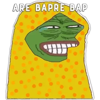 🤔 ARE BAPRE BAP Pepe de Kikker, Meme, Internetcultuur, Grappig, Expressie whatsapp sticker