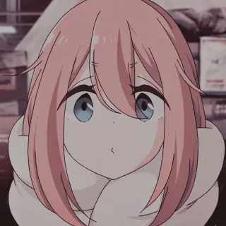 🌸 Nadeshiko Kagamihara Laid-Back Camp anime, carino, Yuru Camp, Nadeshiko Kagamihara, capelli rosa telegram sticker