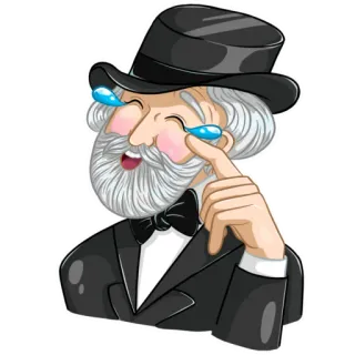 🤣 pleurer, triste, larmes, dessin animé, homme, vieux, monsieur, formel whatsapp sticker