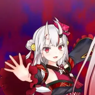 😁 Anime, Garota, VTuber, Chifres, Vermelho, Cabelo Branco telegram sticker