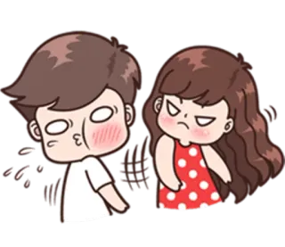 👋 Dessin animé, Couple, Baiser, En colère, Amour, Relation telegram sticker