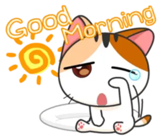 ☀ Good Morning chat, bonjour, soleil, mignon, dessin animé whatsapp sticker