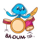 🥁 Rocking Jellyfish медуза, барабанщик, музыка, мультфильм, милый, барабаны, рок, инструмент whatsapp sticker