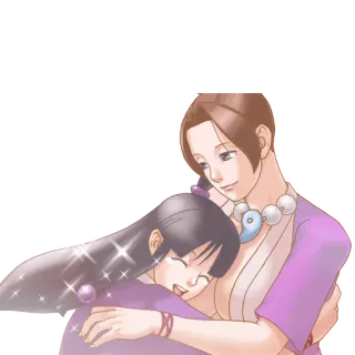 ❤ anime, female, cartoon, hug, friends, affection telegram sticker