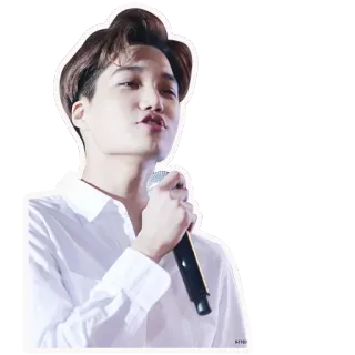 🕶 uomo, cantante, microfono, camicia bianca, ritratto, persona, K-pop telegram sticker