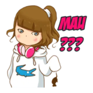 🤔 MAU ??? fille, animé, question, dessin animé telegram sticker