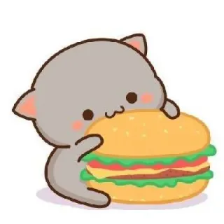 🐱 chat, dessin animé, burger, nourriture, mignon, kawaii telegram sticker