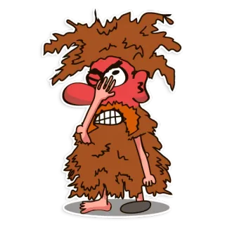 😤 Cartoon, Höhlenmensch, Figur, Illustration, Wütend, Lustig telegram sticker