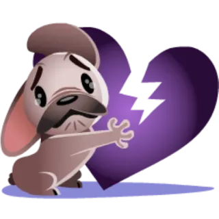💔 cão, triste, coração partido, desenho animado, cachorro telegram sticker