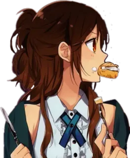 😋 动漫, 女孩, 食物, 甜点, 可爱, 角色, 吃 telegram sticker