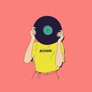 🎵 NEVERMIND disque, musique, vinyle, t-shirt jaune telegram sticker