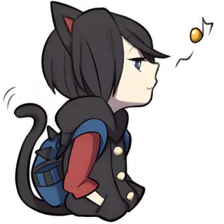 Чёрный котёнок @Nyasticks telegram stickers