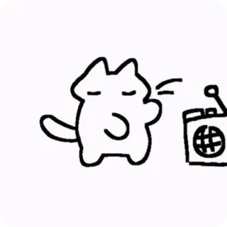 📻 cat, radio, drawing, sticker telegram sticker