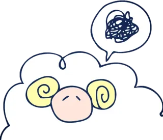 😫 แกะ, เมฆ, เส้นขยุกขยิก, กำลังคิด, สับสน telegram sticker