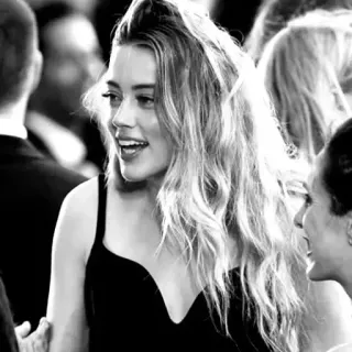 🖤 Amber Heard aktris, selebriti, wanita, hitam putih, potret telegram sticker