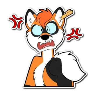 💢 volpe, arrabbiato, cartone animato, animale, peloso, adesivo, emozione telegram sticker