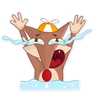 😭 piangere, volpe, triste, cartone animato, espressione, emozione, arrabbiato, deluso telegram sticker