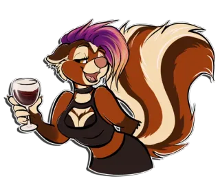 🍷 gambá, antro, furry, desenho animado, animal, vinho, bebida whatsapp sticker