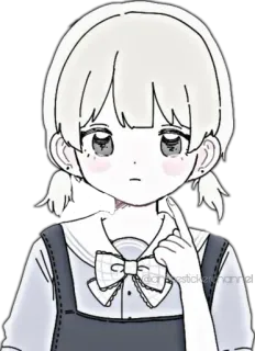 🙂 anime girl, cartoon, thinking, pigtails, cute, illustration telegram sticker